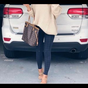 Loft blue stripe leggings size Small